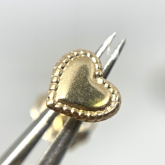 14K Gold Small 5mm Heart Stud Earrings - Picture 2 of 8